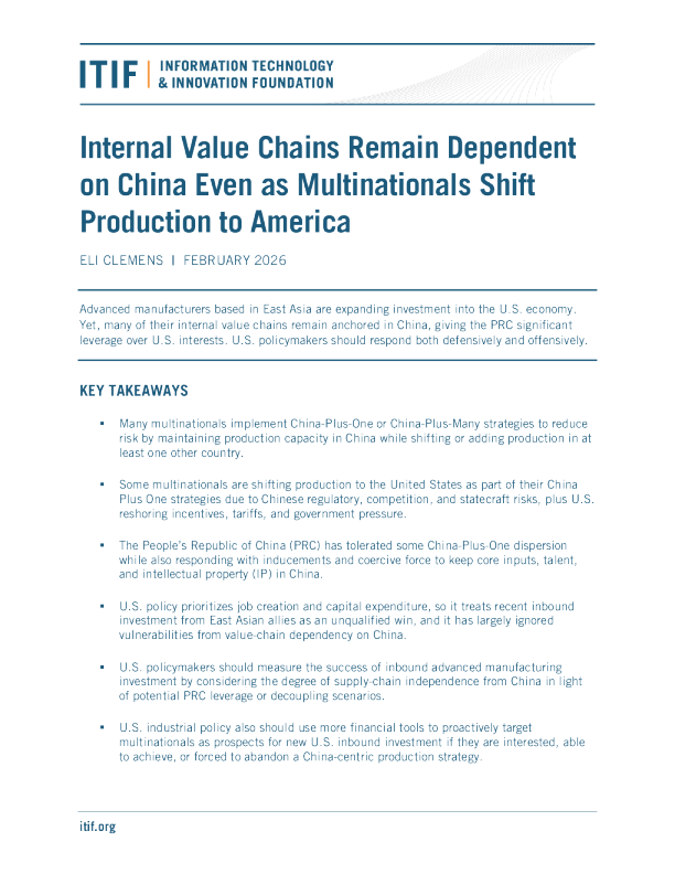 尽管跨国公司将生产转移到美国，但内部价值链仍然依赖于中国