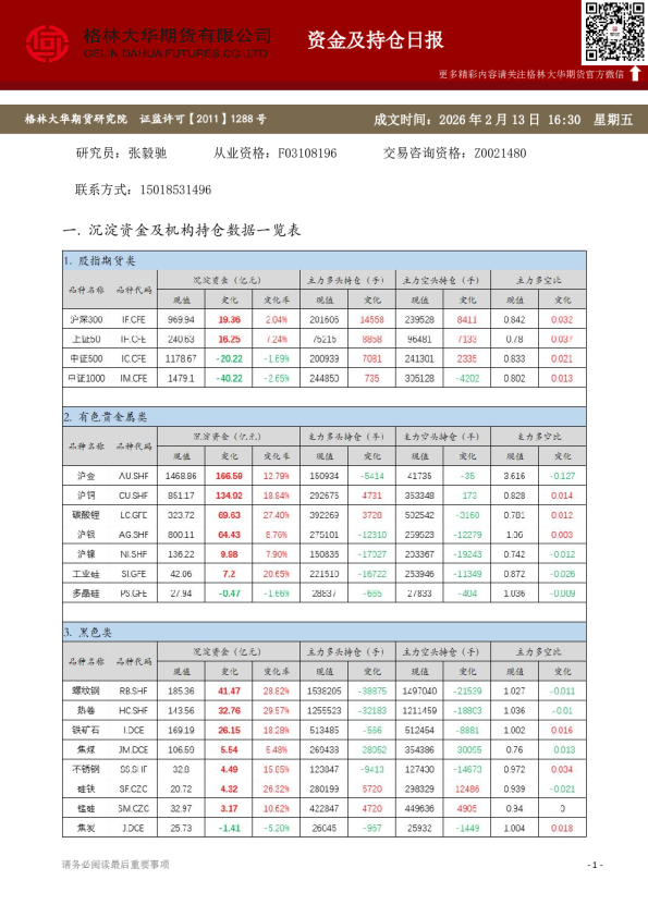 - 资金及持仓日报（20260213）