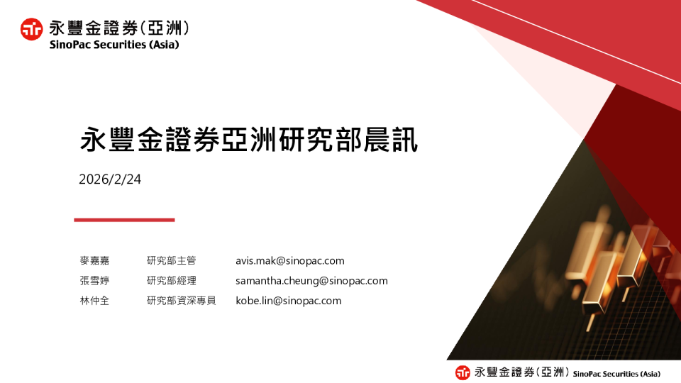 永丰金证券研究部晨讯