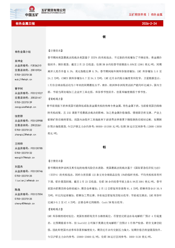 有色金属日报