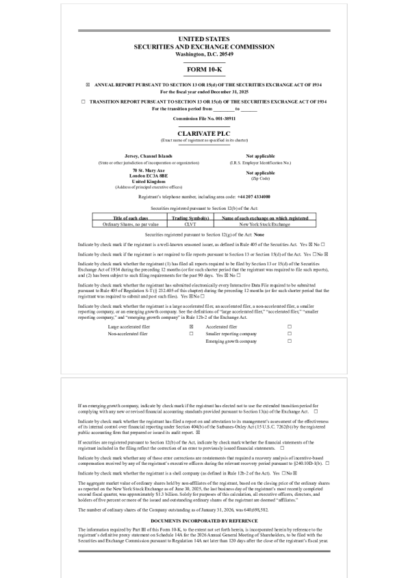 Clarivate Plc 2025年度报告