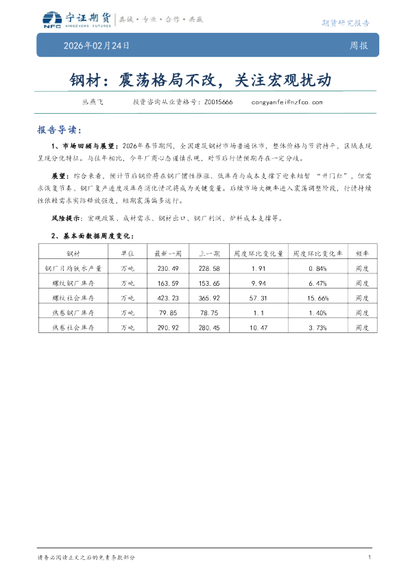 钢材：震荡格局不改，关注宏观扰动