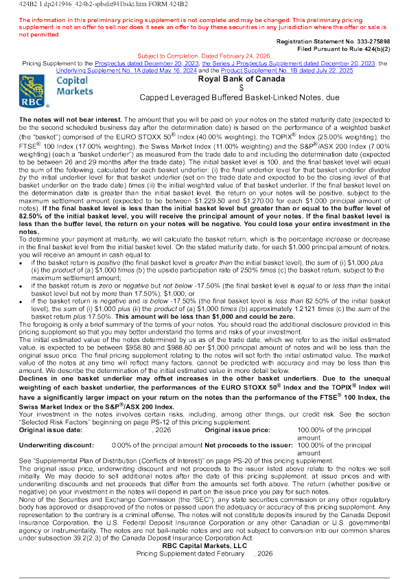加拿大皇家银行美股招股说明书(2026-02-24版)