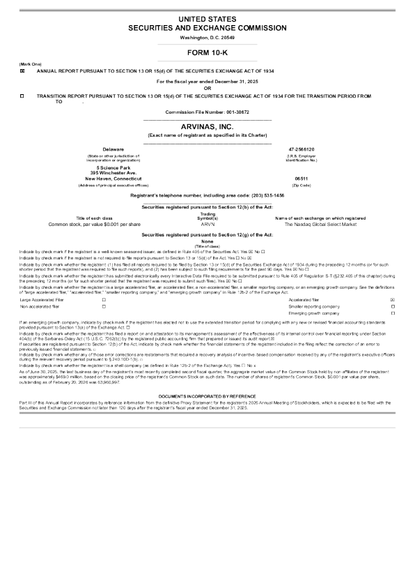Arvinas 2025年度报告