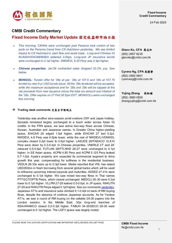 Fixed Income Daily Market Update