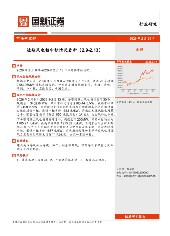 近期风电招中标情况更新
