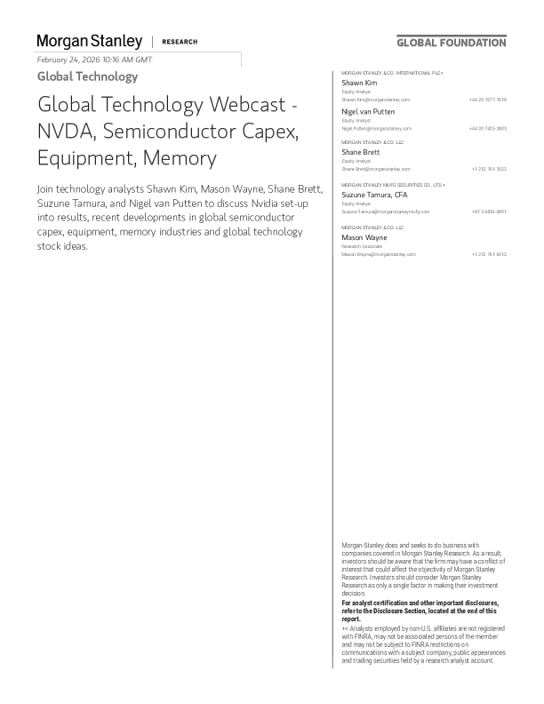 全球科技网络研讨会 - NVDA、半导体资本支出、设备、内存