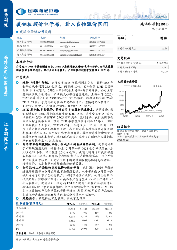 覆铜板顺价电子布,进入良性涨价区间