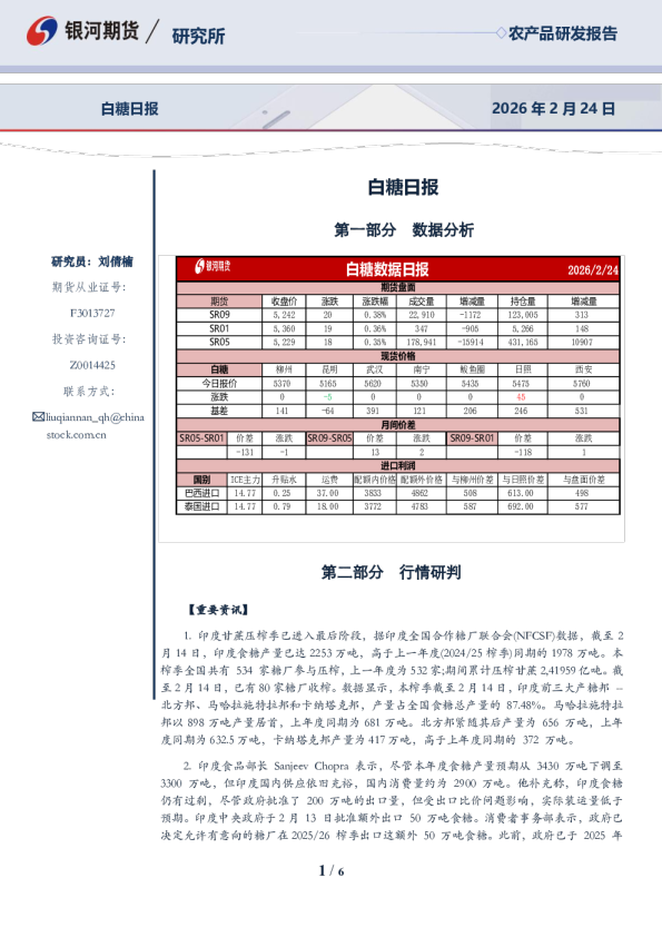 【银河期货】鸡蛋白糖日报（26-92-24）
