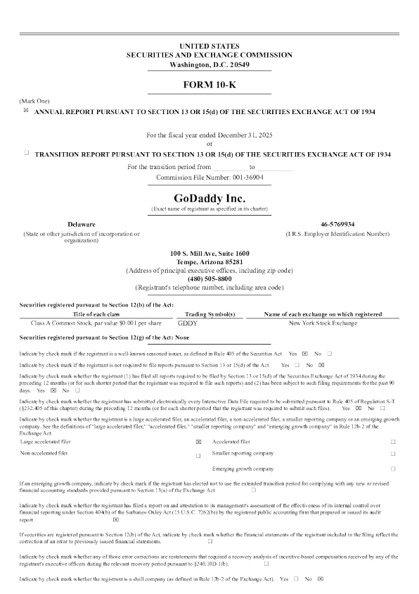GoDaddy Inc-A 2025年度报告