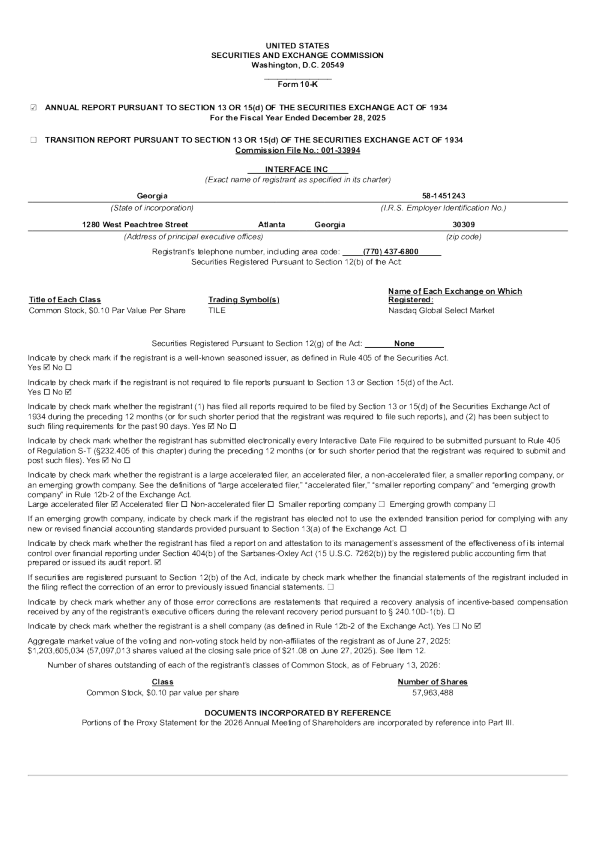 Interface Inc 2025年度报告