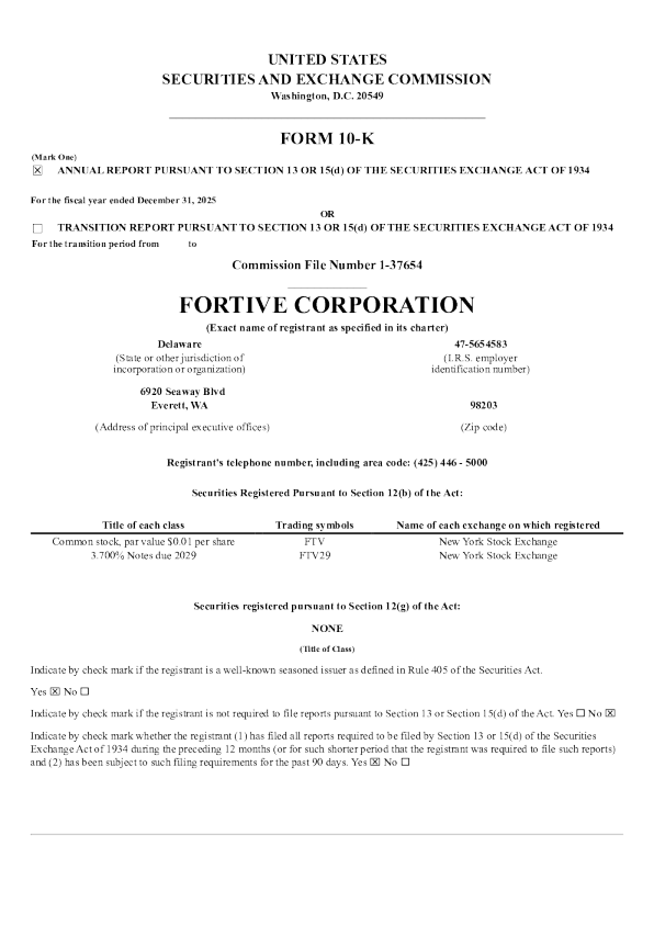Fortive Corp 2025年度报告