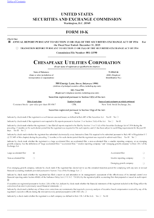 切萨皮克气业 2025年度报告