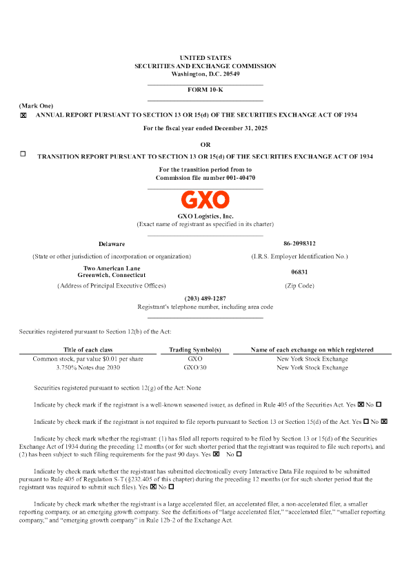 GXO Logistics Inc 2025年度报告