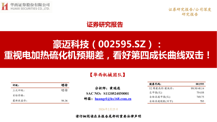 重视电加热硫化机预期差,看好第四成长曲线双击