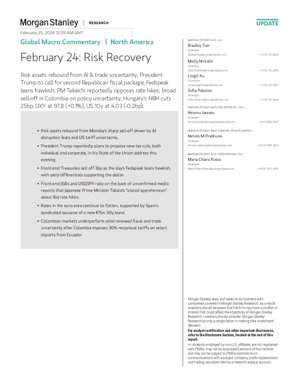 全球宏观评论 | 北美 2月24日：风险复苏