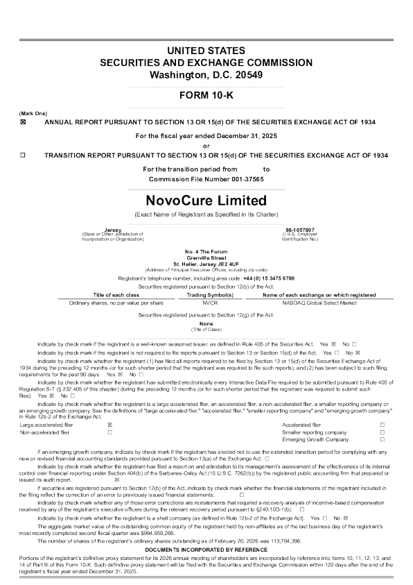 NovoCure Ltd 2025年度报告