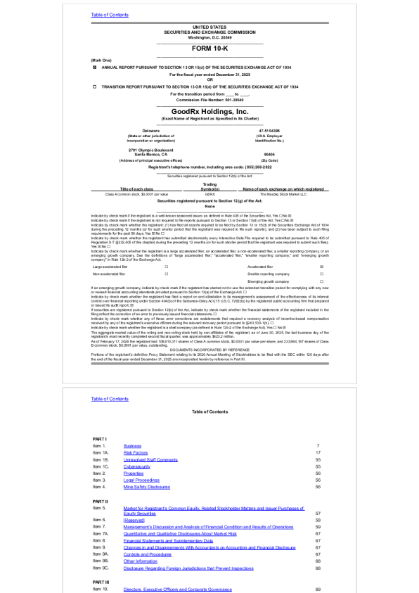 GoodRx Holdings Inc-A 2025年度报告