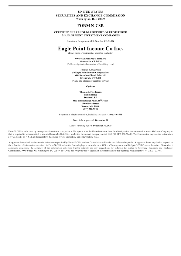 Eagle Point Income Co Inc Series A Pfd 2025年度报告