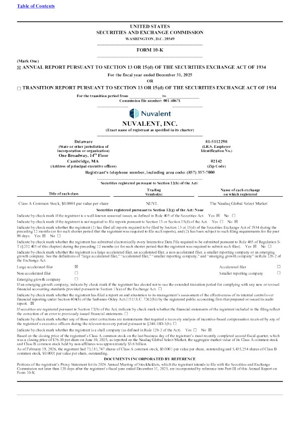 Nuvalent Inc-A 2025年度报告