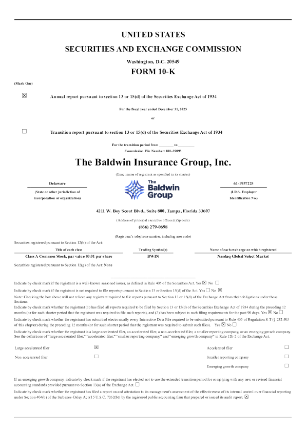 The Baldwin Insurance Group Inc-A 2025年度报告