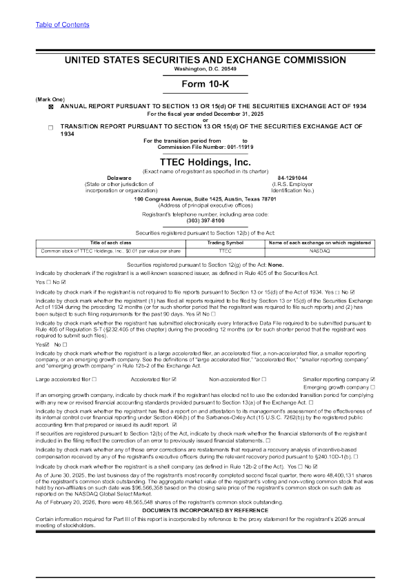 TTEC Holdings Inc 2025年度报告