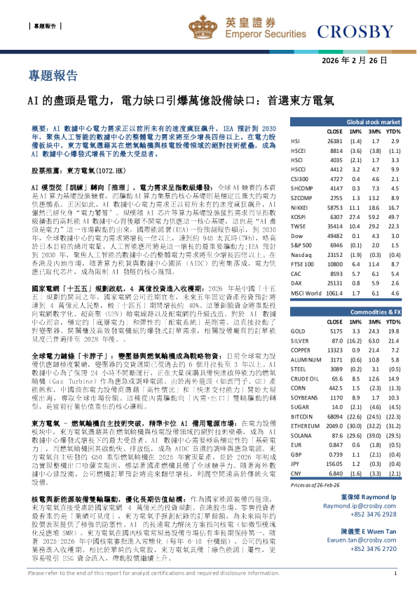 电力设备-AI的尽头是电力,电力缺口引爆万亿设备缺口:首选东方电气