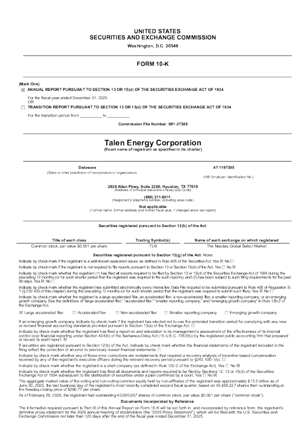 Talen Energy Corp 2025年度报告