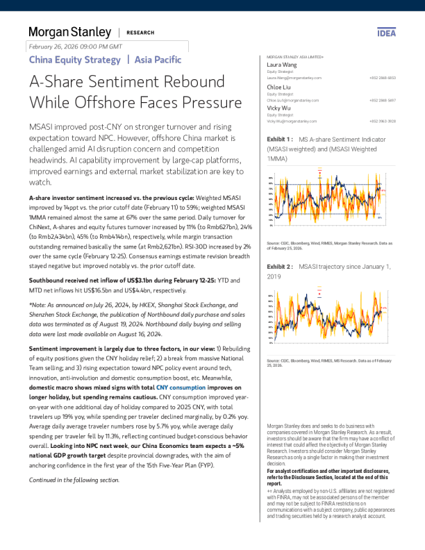 A股情绪反弹，离岸市场承压
A gu stock sentiment rebounds, offshore market under pressure