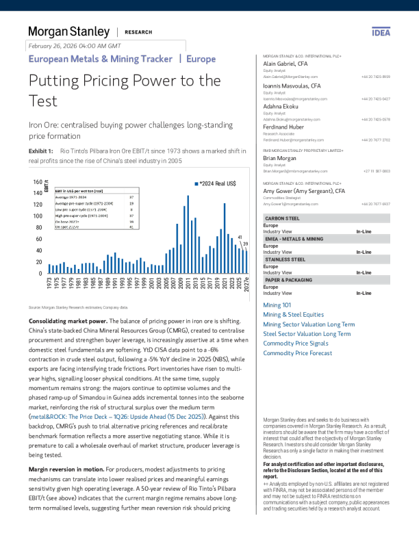 欧洲金属与矿业追踪（欧洲）：定价权面临考验