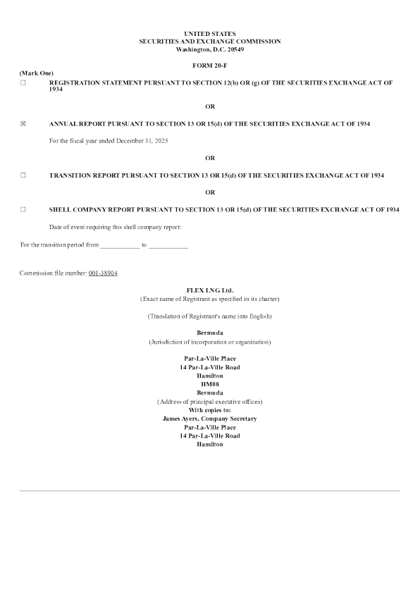 FLEX LNG Ltd 2026年年度报告和过渡报告
