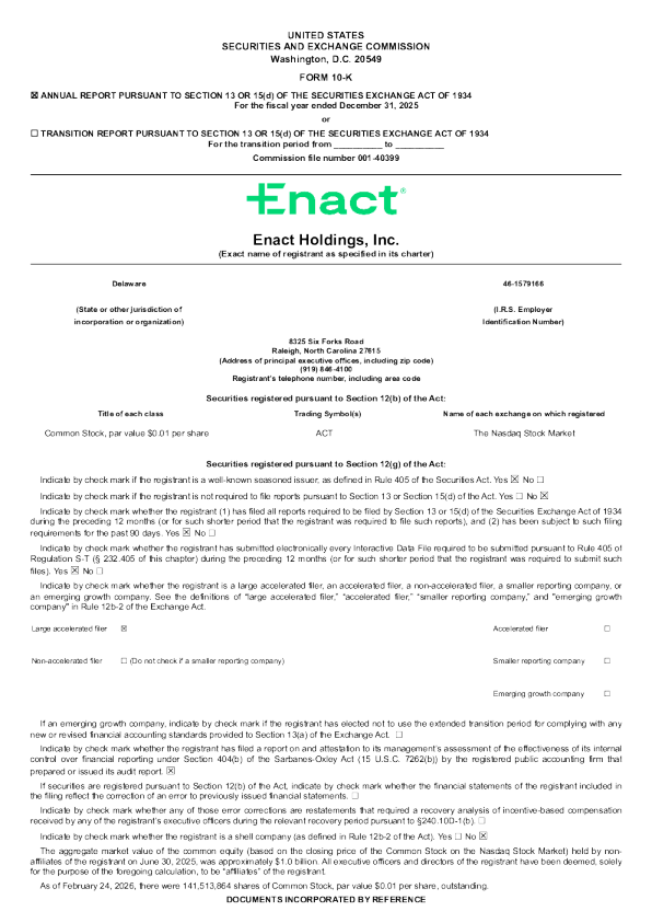 Enact Holdings Inc 2025年度报告