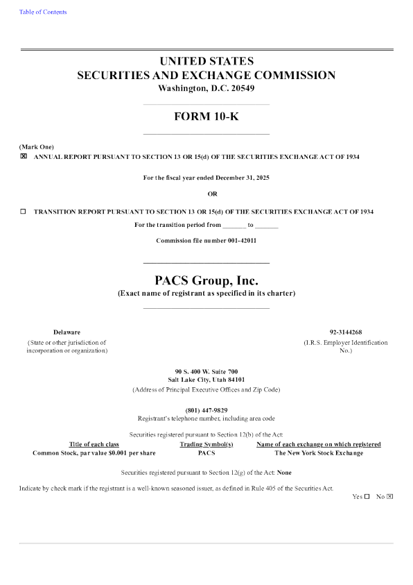 PACS Group Inc 2025年度报告