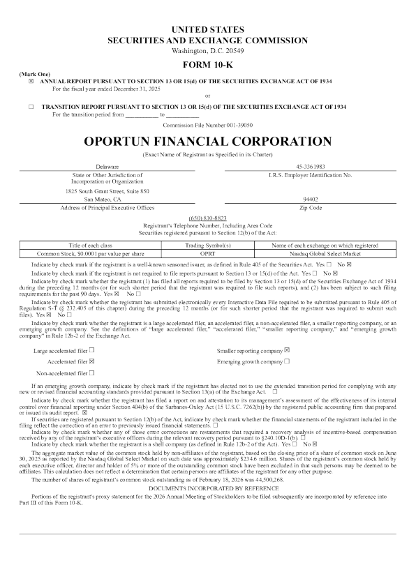Oportun Financial Corp 2025年度报告