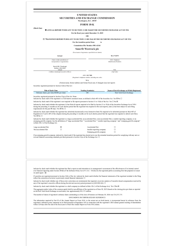 Smurfit WestRock plc 2025年度报告
