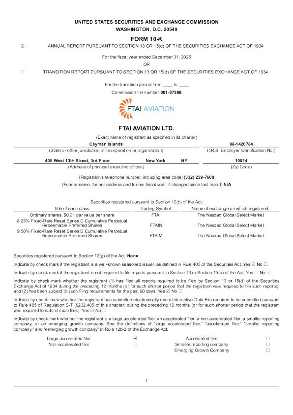 FTAI Aviation Ltd-A 2025年度报告