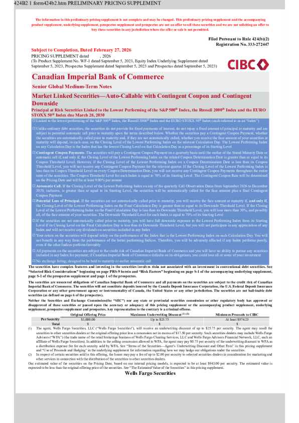 加拿大帝国商业银行美股招股说明书(2026-02-27版)
