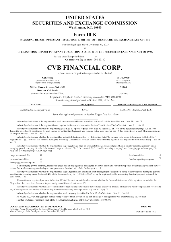 CVB金融 2025年度报告