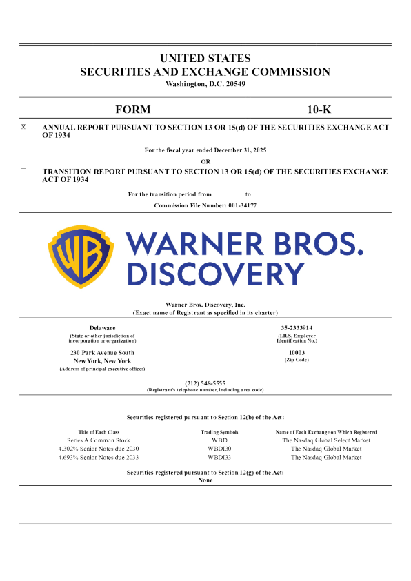 华纳兄弟探索 2025年度报告