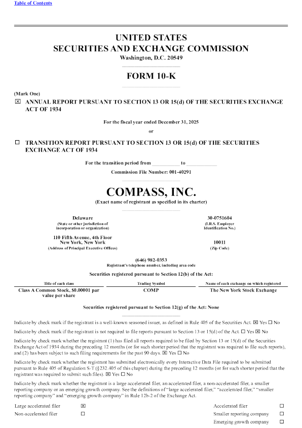 Compass Inc-A 2025年度报告