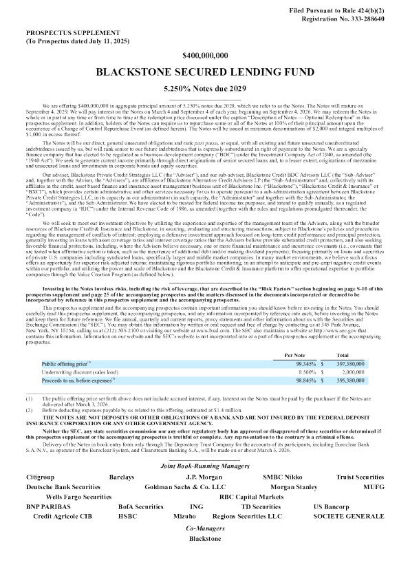 Blackstone Secured Lending Fund美股招股说明书(2026-02-27版)