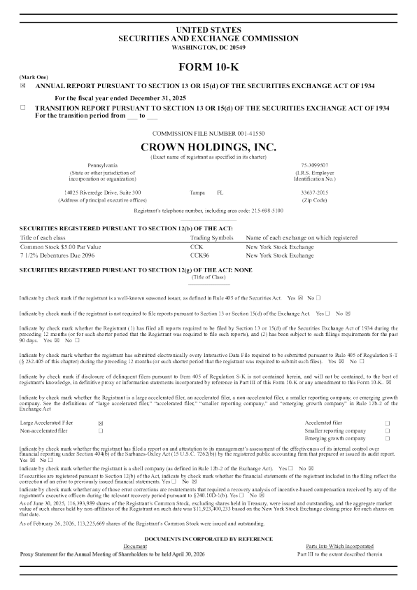 皇冠控股 2025年度报告