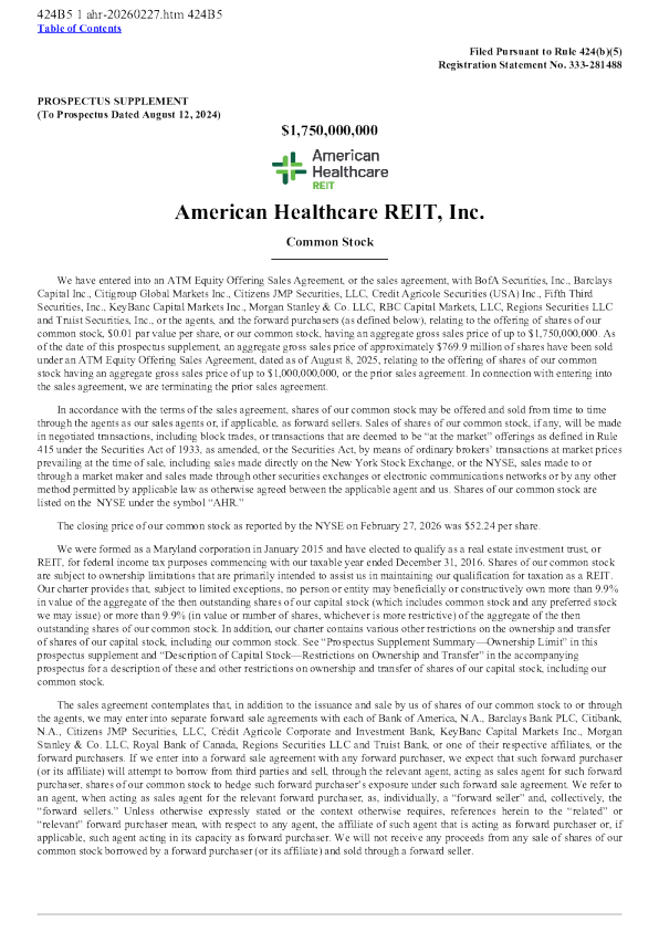 American Healthcare REIT Inc美股招股说明书(2026-02-27版)