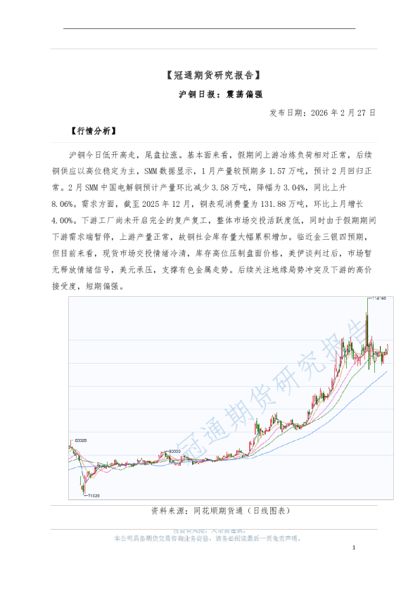 沪铜日报：震荡偏强