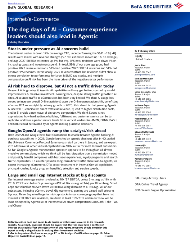 互联网/电子商务行业概览：AI的淡季——客户体验领导者亦应引领智能体领域