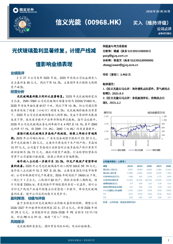 光伏玻璃盈利显著修复，计提产线减值影响业绩表现