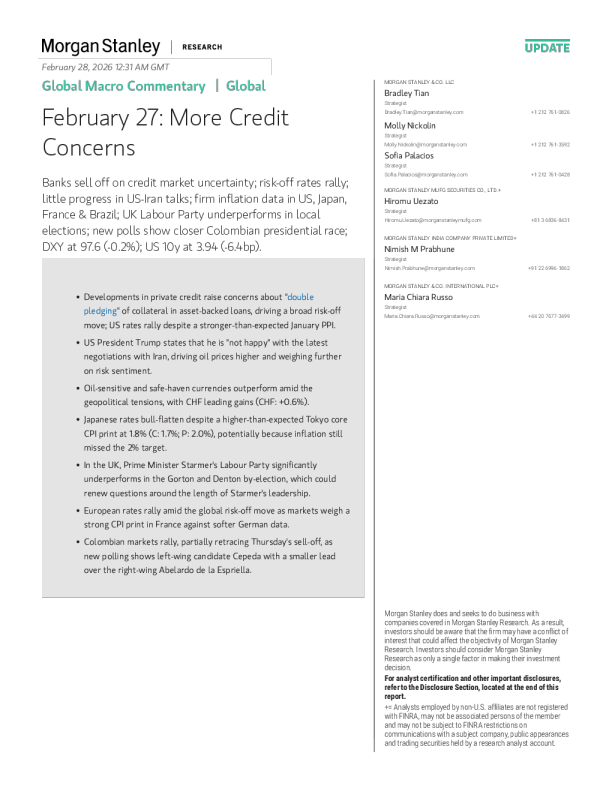 全球宏观评论：2月27日更多信贷担忧