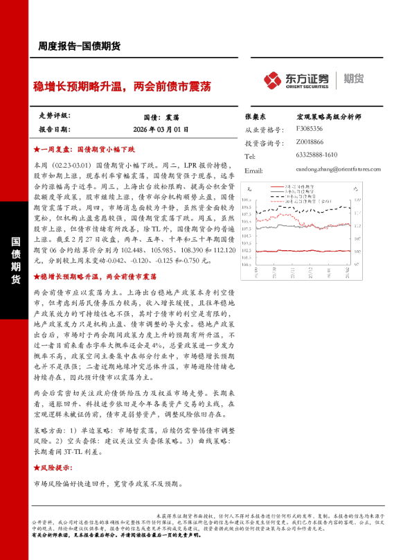 稳增长预期略升温，两会前债市震荡