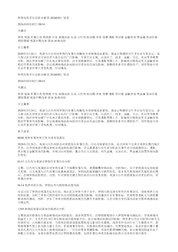 伊朗局势多行业联合解读20260301