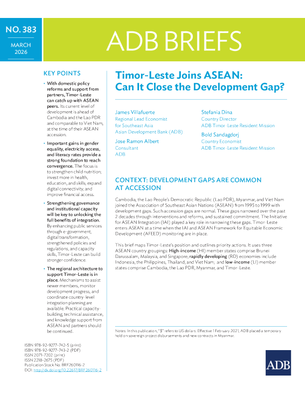 东帝汶加入东盟：能否缩小发展差距？（英）